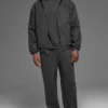 Sweat à capuche zippé intégral en toile de coton - Anthracite