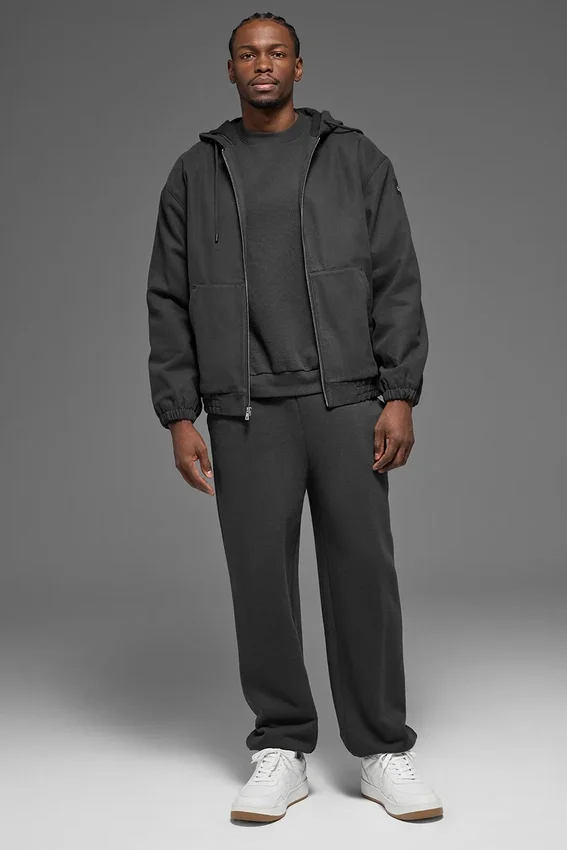 Sweat à capuche zippé intégral en toile de coton - Anthracite