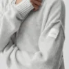 Sweat à capuche zippé intégral « New Class » en laine et cachemire - Blanc chiné