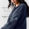 Sweat à capuche zippé intégral « New Class » en laine et cachemire - Bleu marine
