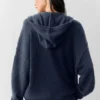 Sweat à capuche zippé intégral « New Class » en laine et cachemire - Bleu marine
