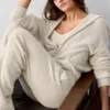 Sweat à capuche zippé intégral « New Class » en laine et cachemire - Gris avoine chiné