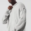 Sweat à capuche zippé intégral New Class en laine et cachemire - Gris perle chiné