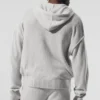 Sweat à capuche zippé intégral New Class en laine et cachemire - Gris perle chiné