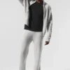 Sweat à capuche zippé intégral New Class en laine et cachemire - Gris perle chiné