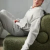 Sweat à capuche zippé intégral New Class en laine et cachemire - Gris perle chiné