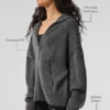 Sweat à capuche zippé intégral New Class en laine et cachemire – Gris platine