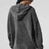 Sweat à capuche zippé intégral New Class en laine et cachemire – Gris platine