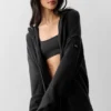 Sweat à capuche zippé intégral « New Class » en laine et cachemire - Noir
