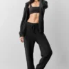 Sweat à capuche zippé intégral « New Class » en laine et cachemire - Noir