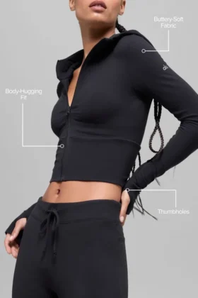 Sweat à capuche zippé intégral Sway – Noir