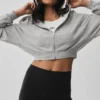 Sweat à capuche zippé Sweet Escape – Gris chiné athlétique
