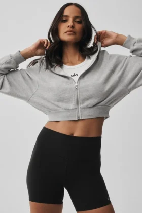 Sweat à capuche zippé Sweet Escape – Gris chiné athlétique
