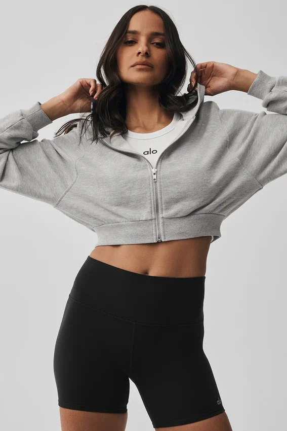 Sweat à capuche zippé Sweet Escape – Gris chiné athlétique