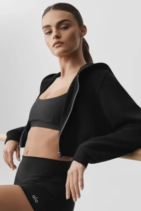 Sweat à capuche zippé Sweet Escape – Noir