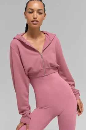 Sweat à capuche zippé Sweet Escape – Rose sauvage