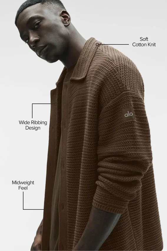 Sweat-shirt à col rond et manches longues en maille Shift Knit - Espresso
