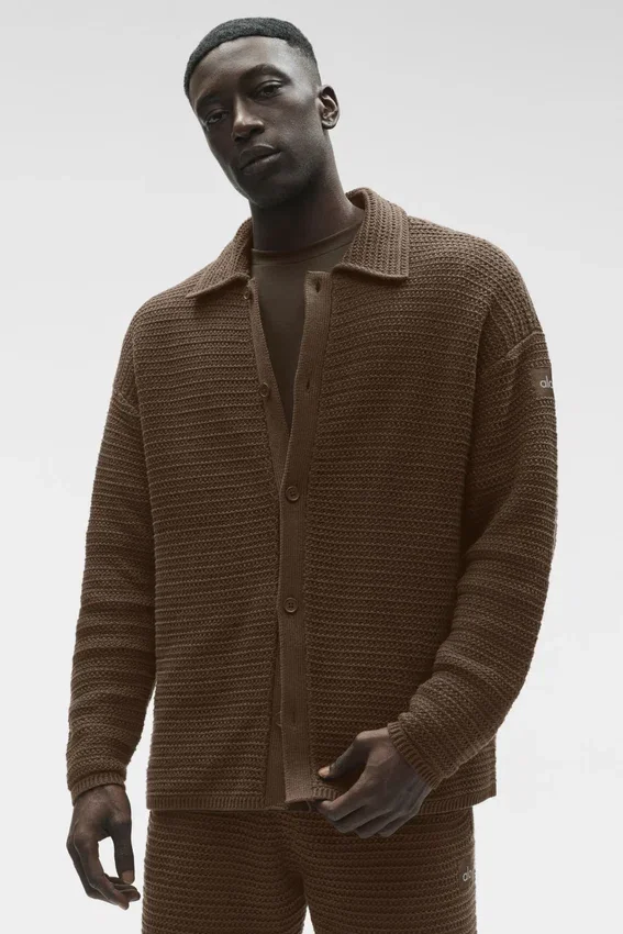 Sweat-shirt à col rond et manches longues en maille Shift Knit - Espresso