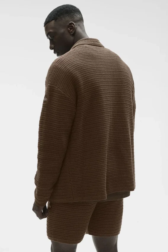 Sweat-shirt à col rond et manches longues en maille Shift Knit - Espresso