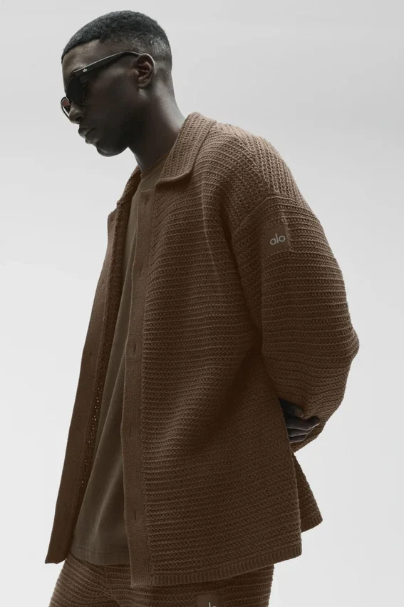 Sweat-shirt à col rond et manches longues en maille Shift Knit - Espresso