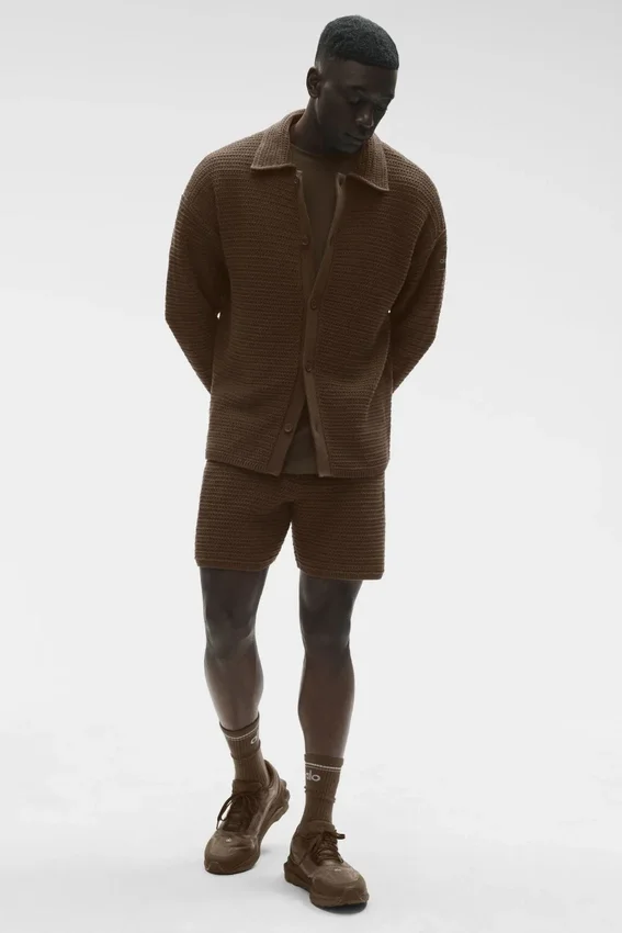 Sweat-shirt à col rond et manches longues en maille Shift Knit - Espresso