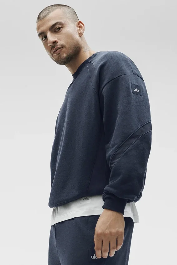 Sweat-shirt à col rond Field - Bleu marine