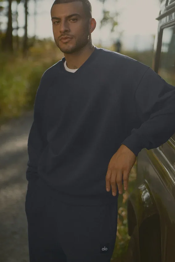 Sweat-shirt à col rond Field - Bleu marine