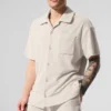 T-shirt boutonné en tissu éponge Coastal - Beige