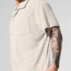 T-shirt boutonné en tissu éponge Coastal - Beige
