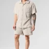 T-shirt boutonné en tissu éponge Coastal - Beige