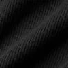 T-shirt à col montant et manches longues « Mesmerize » en maille côtelée — Noir