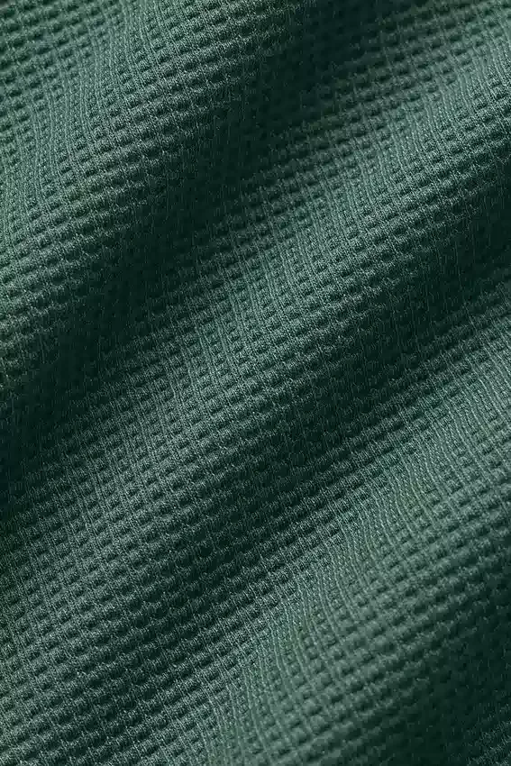 T-shirt à col montant et manches longues « Waffle Weekend Escape » - Vert trèfle