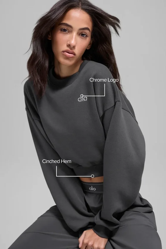 T-shirt à col rond Accolade court – Anthracite