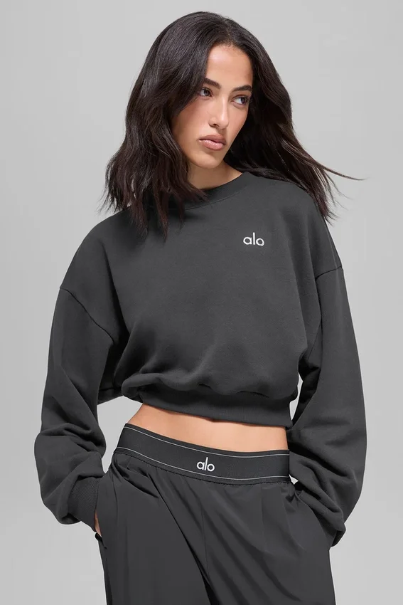T-shirt à col rond Accolade court – Anthracite
