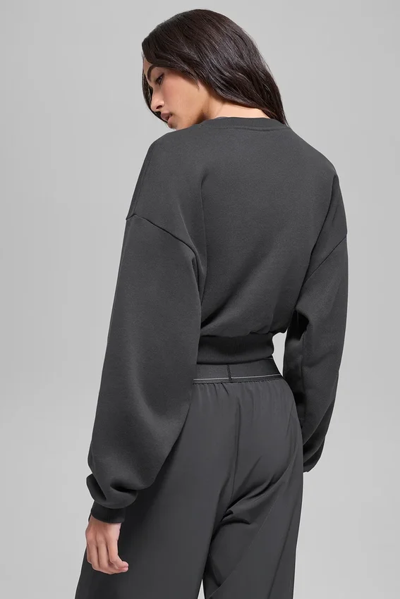 T-shirt à col rond Accolade court – Anthracite