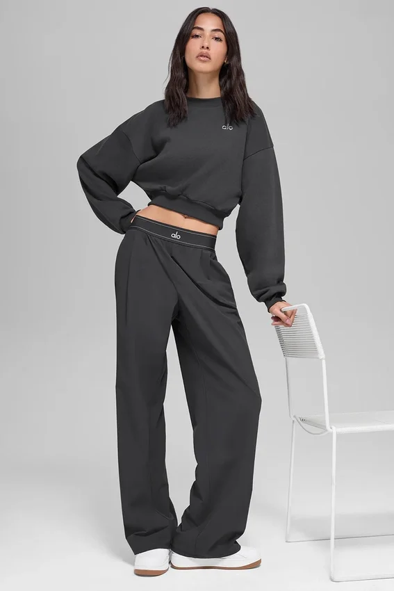 T-shirt à col rond Accolade court – Anthracite