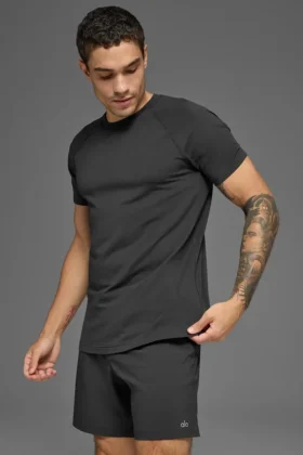 T-shirt à col rond Alo Vapor à manches courtes – Anthracite