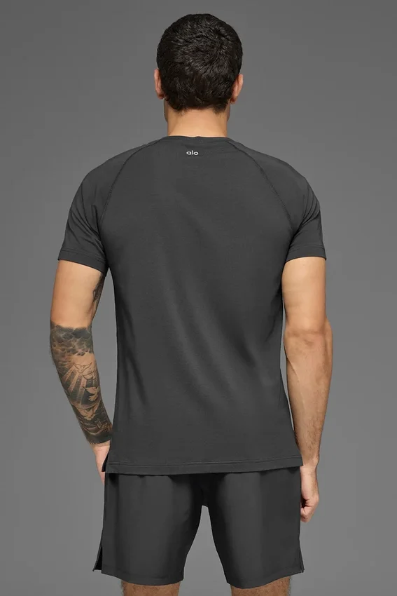 T-shirt à col rond Alo Vapor à manches courtes - Anthracite