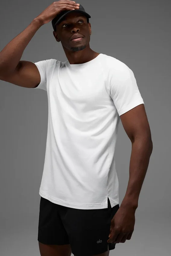 T-shirt à col rond et Manches courtes Alo Vapor - Blanc