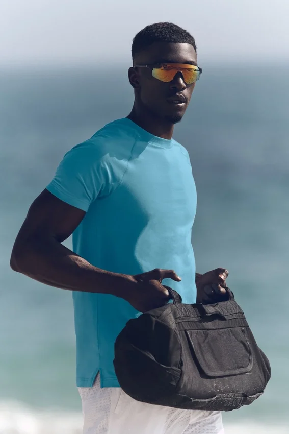 T-shirt à col rond et manches courtes Alo Vapor - Bleu Breeze