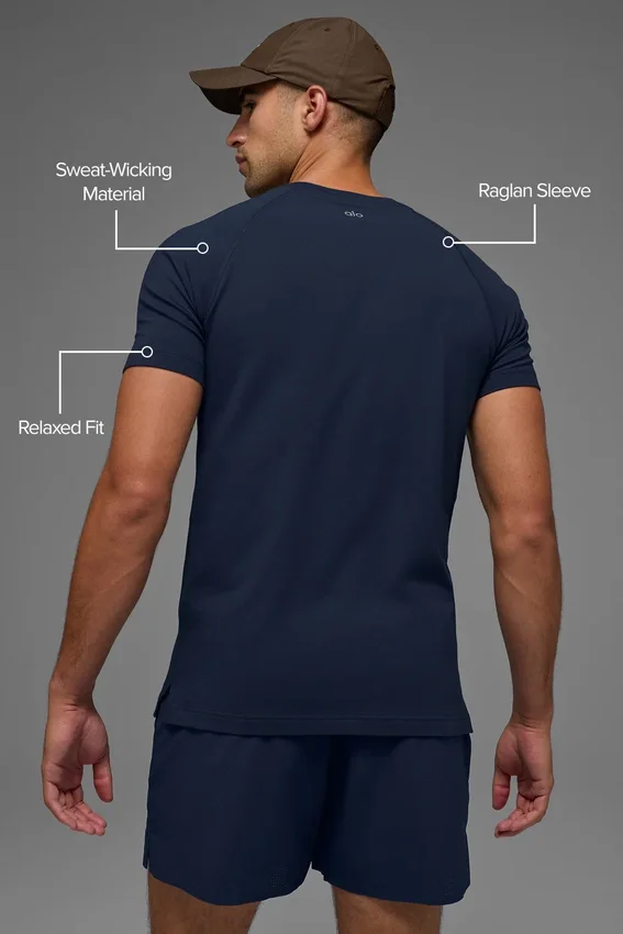 T-shirt à col rond et Manches courtes Alo Vapor - Bleu marine