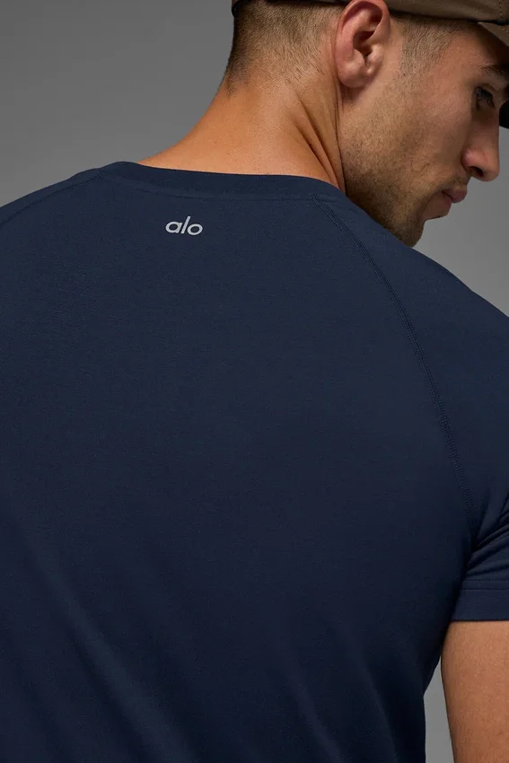 T-shirt à col rond et Manches courtes Alo Vapor - Bleu marine