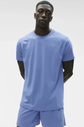 T-shirt à col rond et Manches courtes Alo Vapor – Bleu Provence