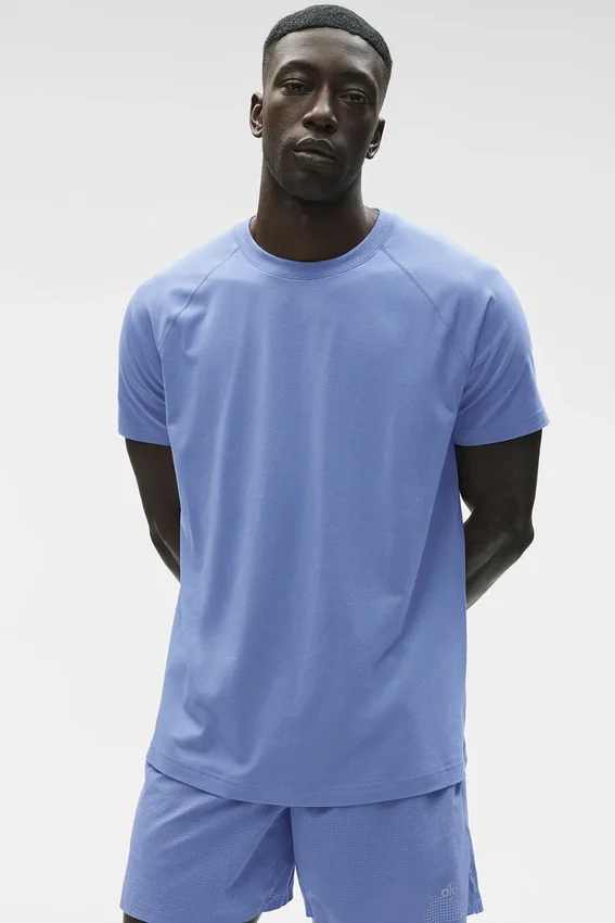 T-shirt à col rond et Manches courtes Alo Vapor - Bleu Provence
