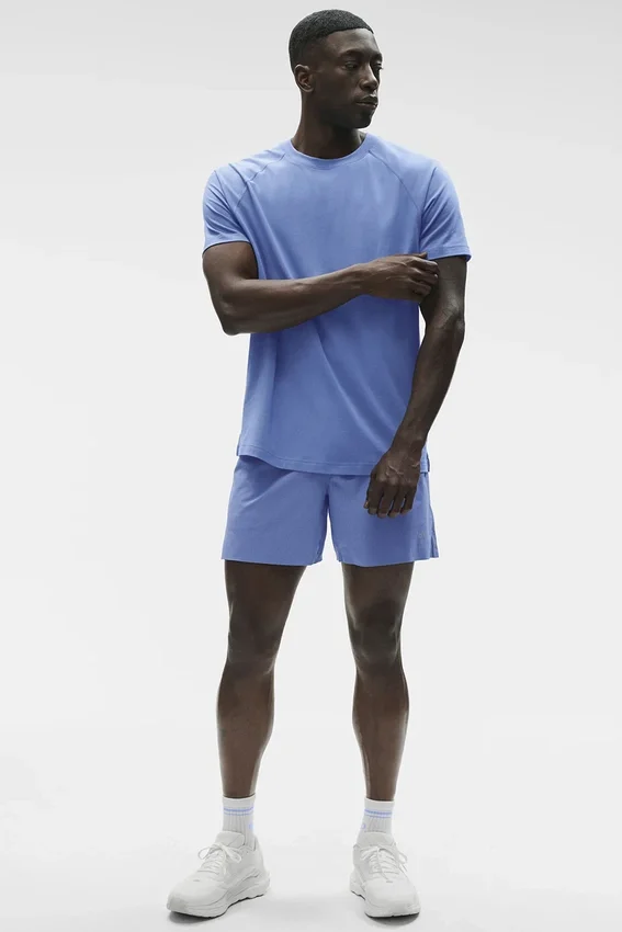 T-shirt à col rond et Manches courtes Alo Vapor - Bleu Provence