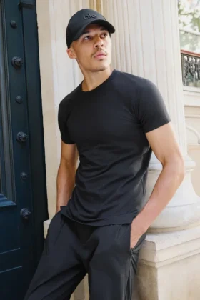 T-shirt à col rond et Manches courtes Alo Vapor - Noir