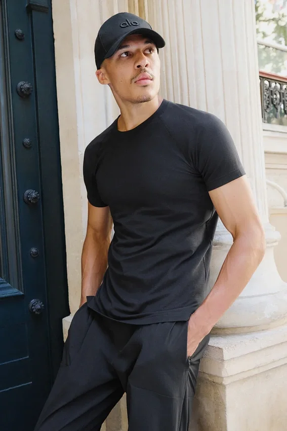 T-shirt à col rond et Manches courtes Alo Vapor - Noir