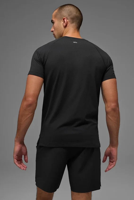 T-shirt à col rond et Manches courtes Alo Vapor - Noir