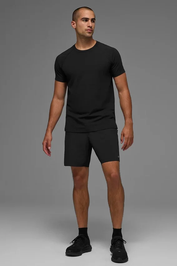 T-shirt à col rond et Manches courtes Alo Vapor - Noir