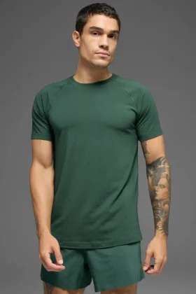 T-shirt à col rond et manches courtes Alo Vapor - Vert trèfle